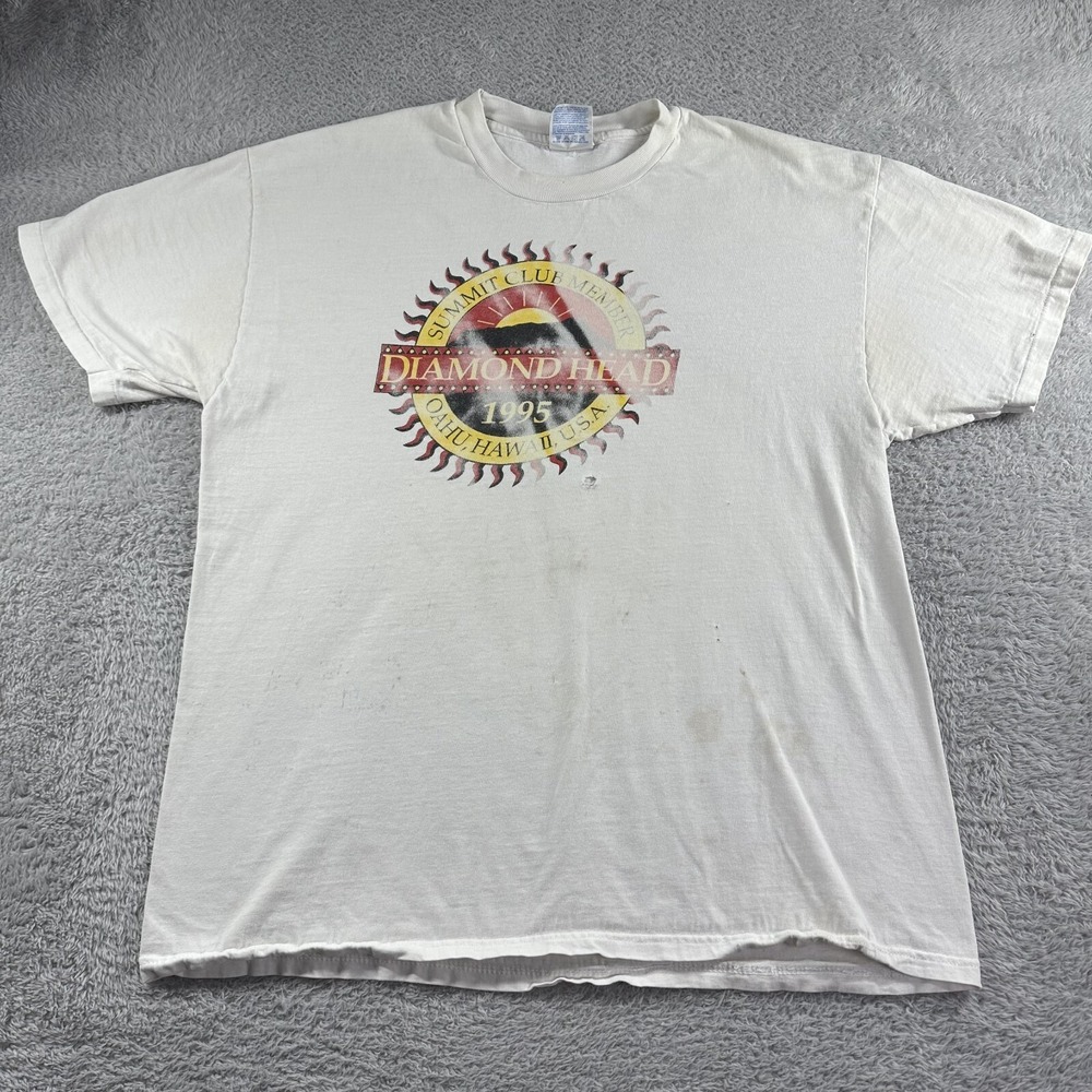 Vintage 90s Diamond Head Summit Shirt Mens XL‎ White Distressed Hawaii